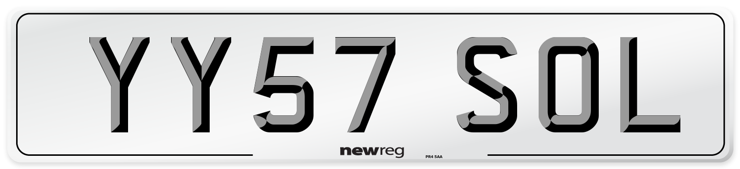 YY57 SOL Number Plate from New Reg